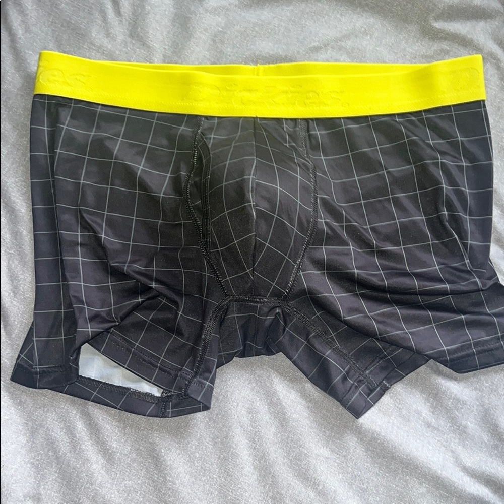 Yellow and Black Checkered Men's Boxer Briefs
